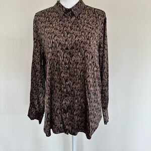 Chico's Animal Print Blouse in Brown and Black